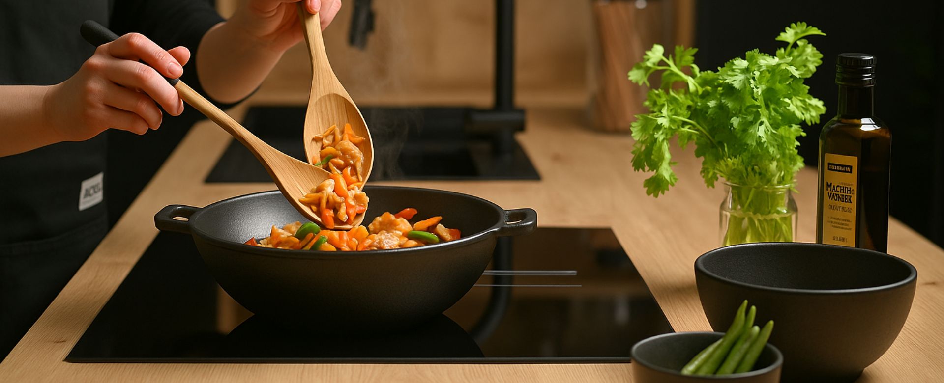 Patelnia żeliwna typu wok
